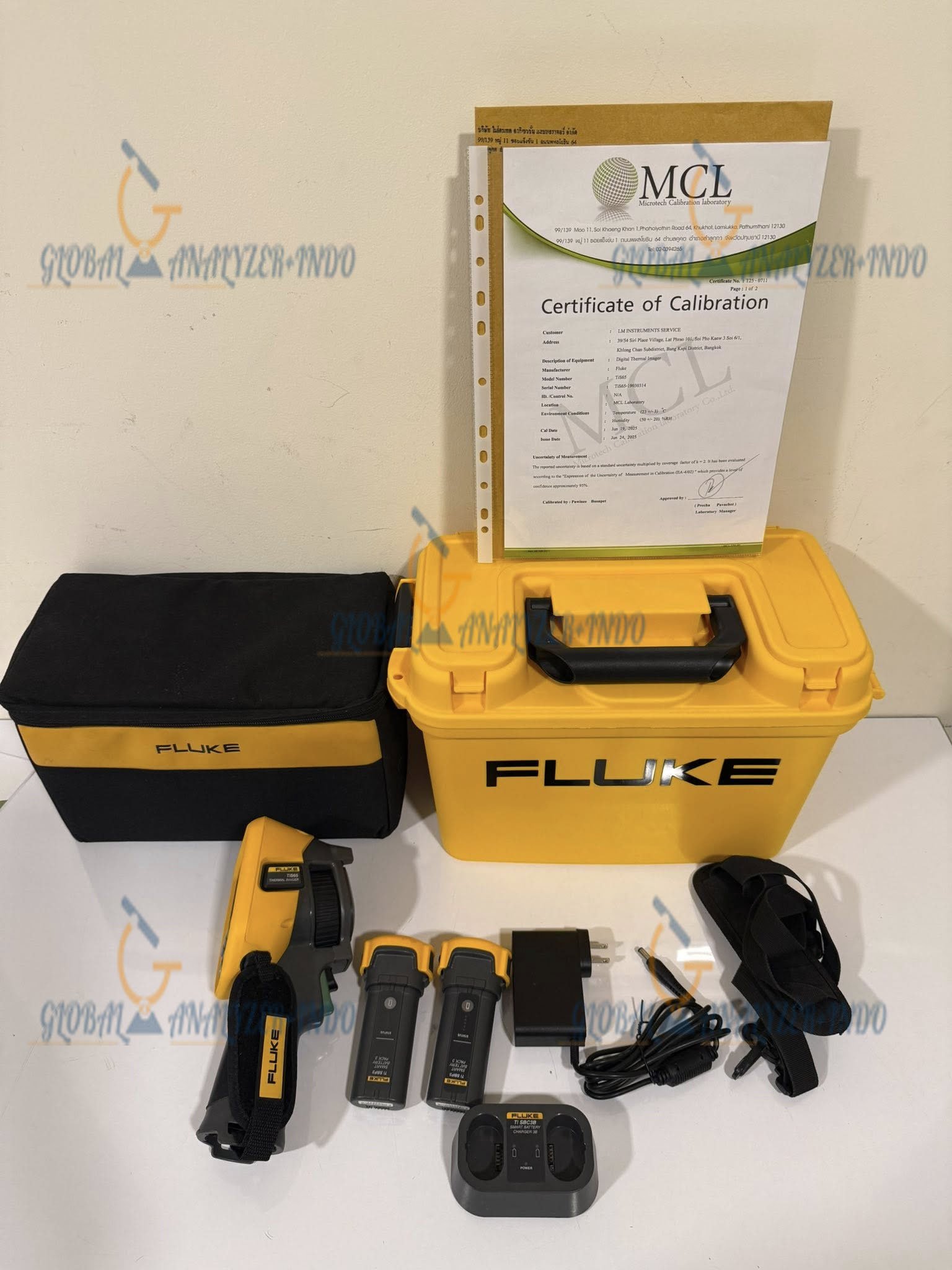 Technician using Fluke TiS65 thermal imager for electrical inspection