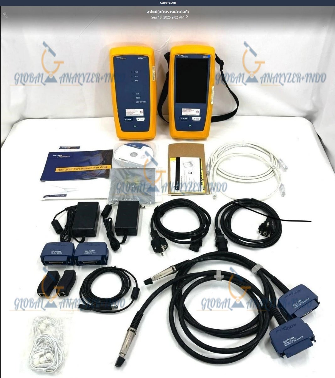 Technician using Fluke DSX2-5000 cable analyzer on network patch panel
